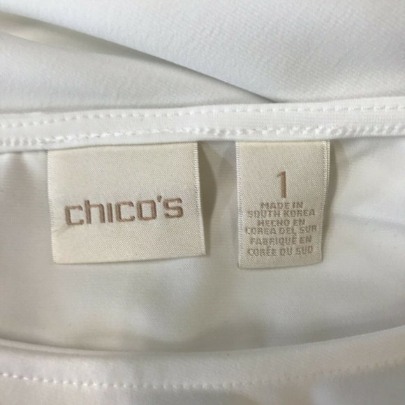 Chico's Womens Multi Slit Dolman Sleeves Round Neck White Blouse Top Size M - Picture 5 of 8